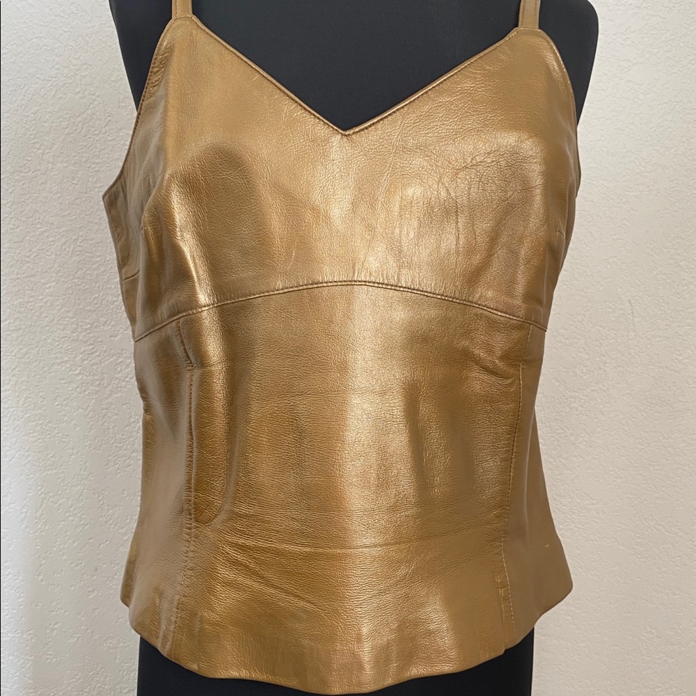 Vint Margaret Godfrey Bronze Leather Tank/Camisole-Full Stomach Coverage✔️🔥